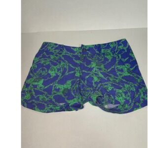 Lilly Pulitzer Callahan Shorts Women's Size 0 Blue Green‎ Elephant Print Casual